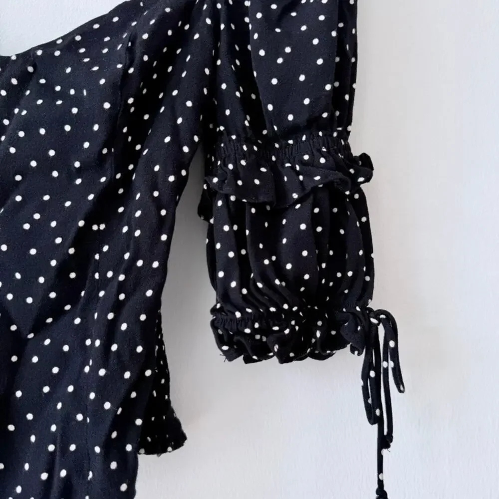 Reformation Nina Top Caviar Dot Black White Polka Dot XS